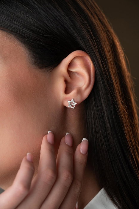 Heliophilia Silver Pendientes de Plata Esterlina 925 con Circonio